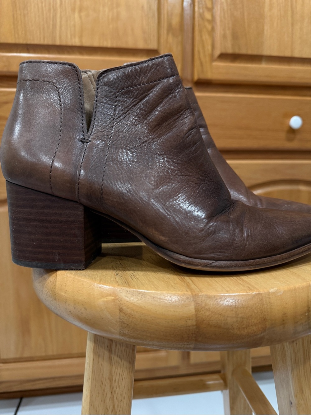 Lucky Brand Brown Leather Pointed Toe Dual Zip Ankle Boots